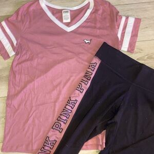 Shirt & leggings both washed but not worn have a matching bag & sports bra